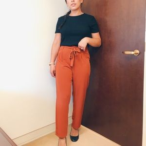 Forever 21 Burnt Orange 🍊 High waist pants self tie spring 2022